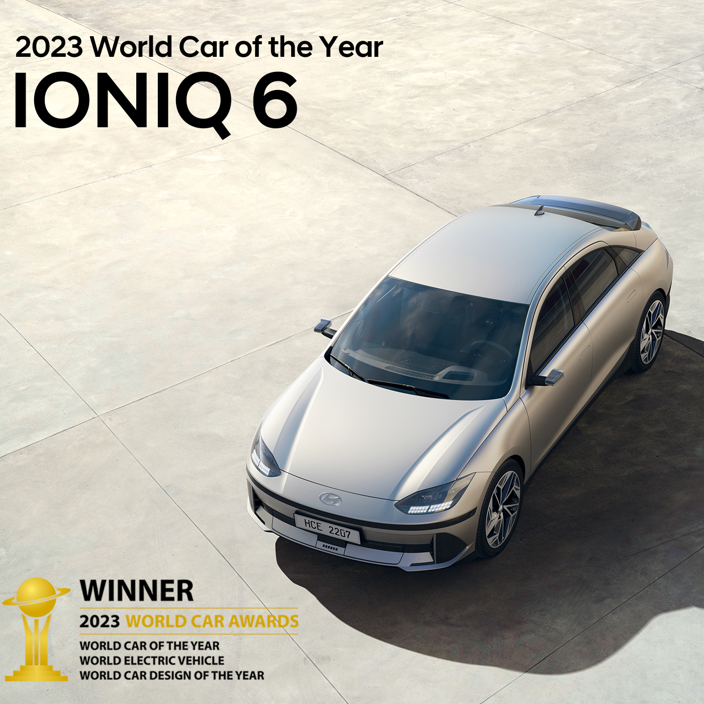 (Укр) IONIQ 6 – визнано Всесвітнім автомобілем року та переможцем у ще двох номінаціях.